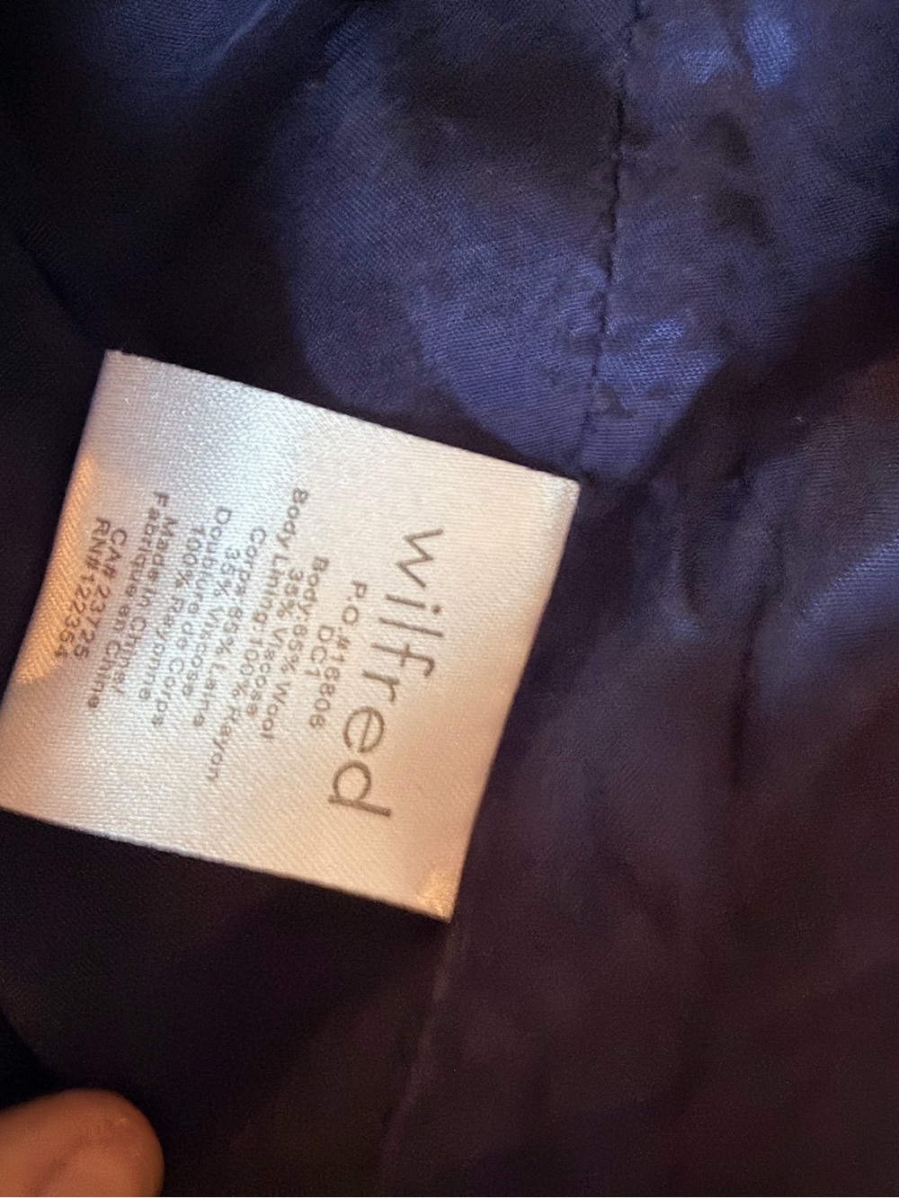 Vintage Aritzia Wilfred Navy Wool Herringbone Mini Dress Size S - Picture 7 of 7